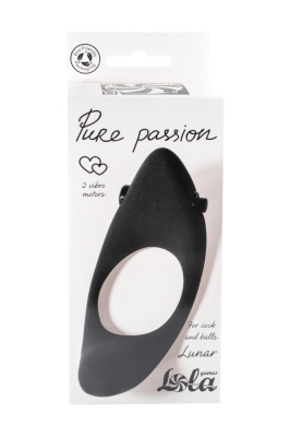 Lola Games Pure Passion Lunar - Эрекционное кольцо с двумя вибропулями, 5.4х3.5 см (чёрный) 