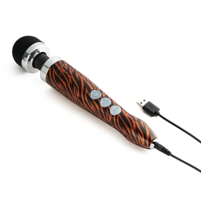 Doxy Die Cast 3R Tiger - очень мощный безпроводной вибратор-микрофон в алюминиево-титановом корпусе, 28х4.5 см (коричневый) 