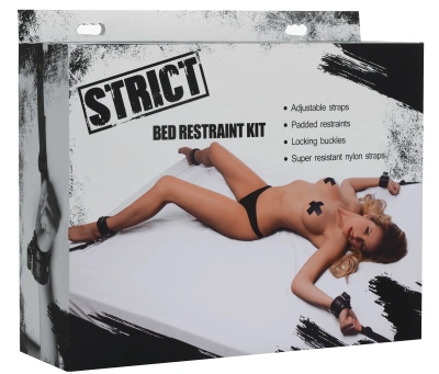 Strict Deluxe - комплект бондажных ремней с наручниками для кровати