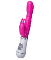 Ярко-розовый вибратор ToyFa A-toys с клиторальным стимулятором, 20х2.7 см.