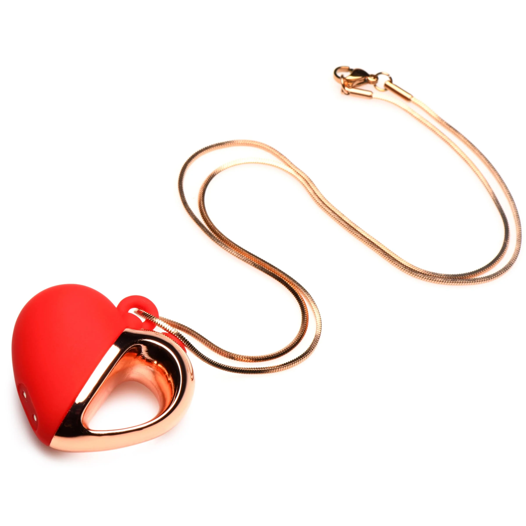 Charmed Vibrating Silicone Heart Necklace - ожерелье с подвеской вибратором, 90 см (красный)