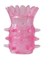 Erowoman-Eroman - Розовая насадка на пенис с шипиками Лепестки, 6 см