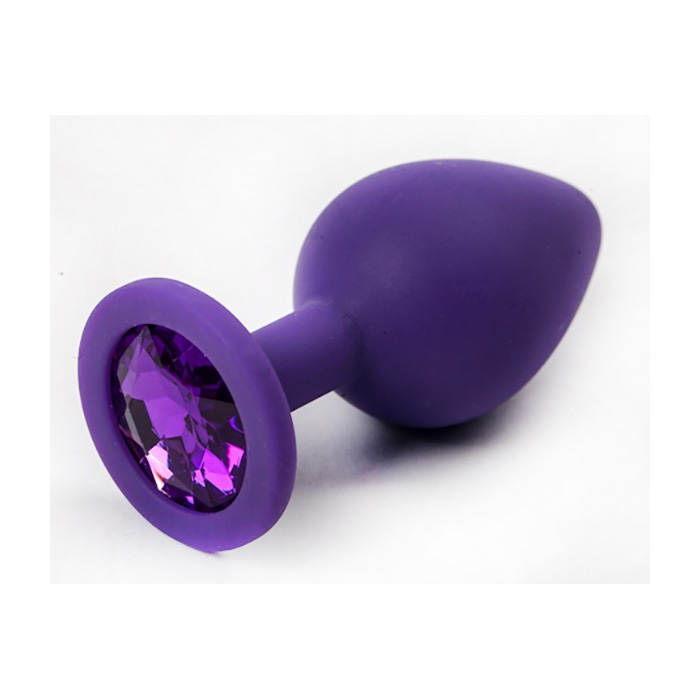 4sexdream силиконовая фиолетовая анальная пробка с кристаллом, 8.2х3.5 см (фиолетовый)