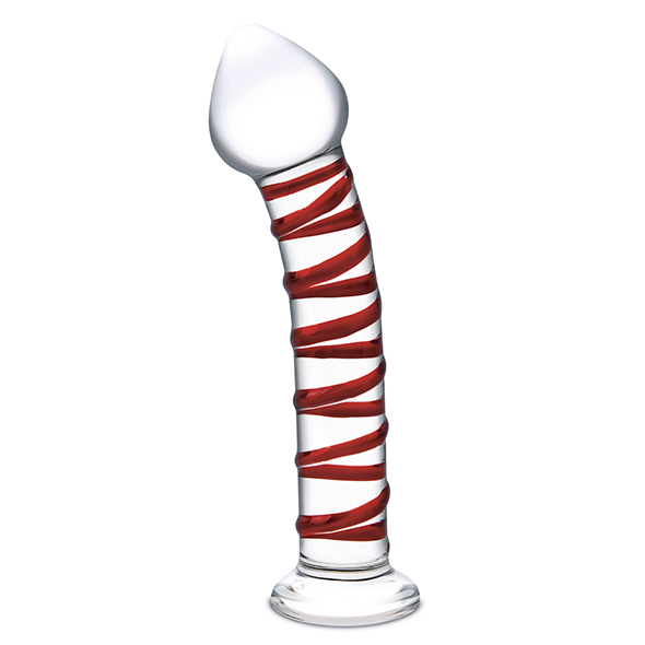 Mr. SWIRLY - Восьмидюймовый фаллоимитатор с красной спиралью, 20 см (прозрачный) - фото 1