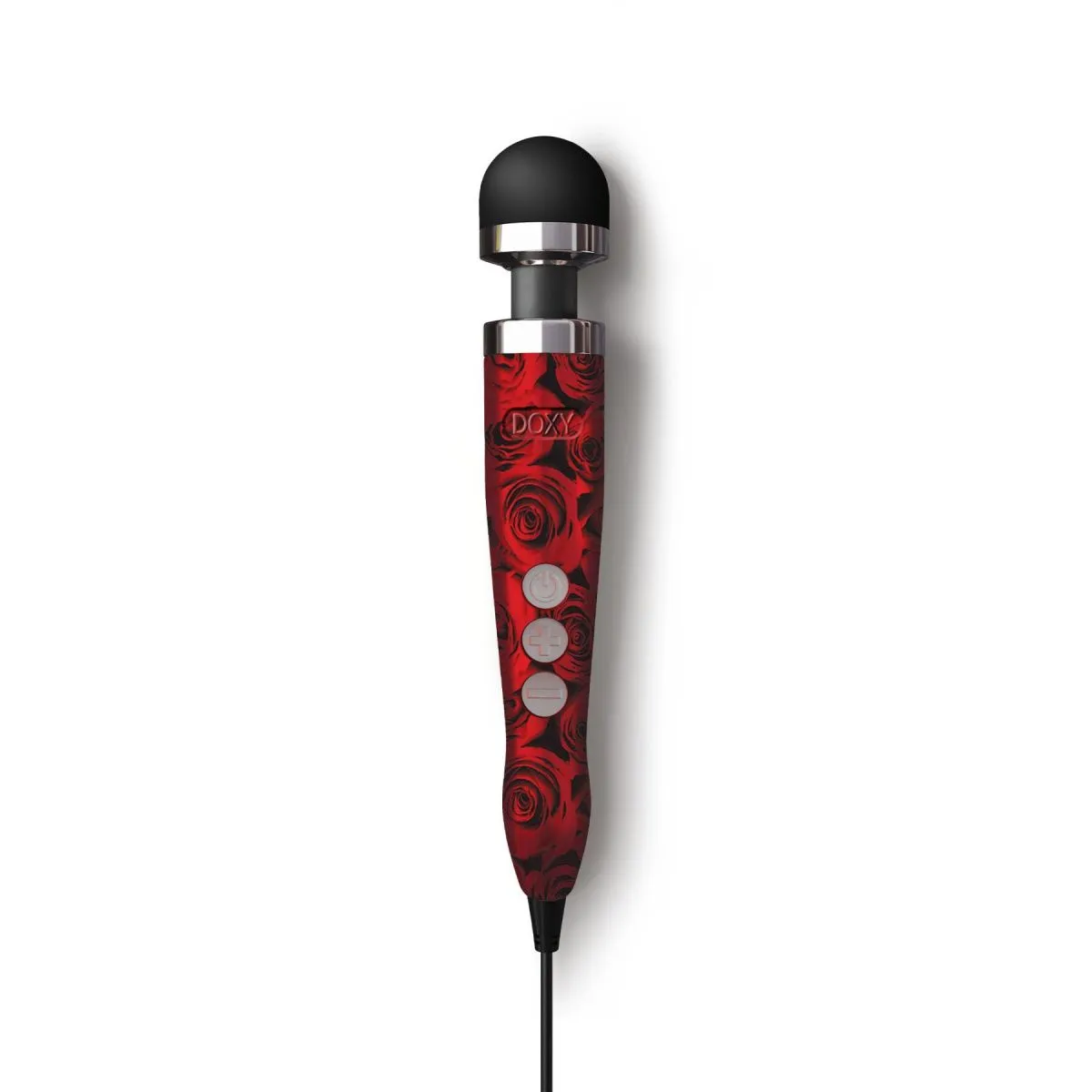 Doxy Die Cast 3 Rose Pattern - вибратор-микрофон в алюминиево-титановом корпусе, 28х4,5 см (красный)
