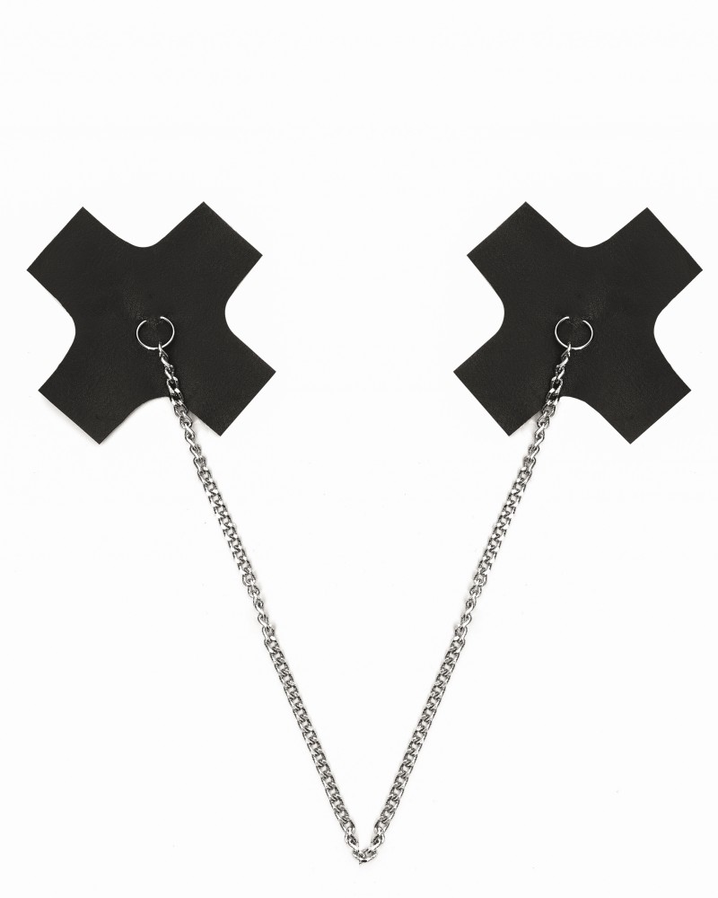 DD Джага-Джага - Пэстисы на грудь в форме крестов с цепочкой (чёрный) - фото 1