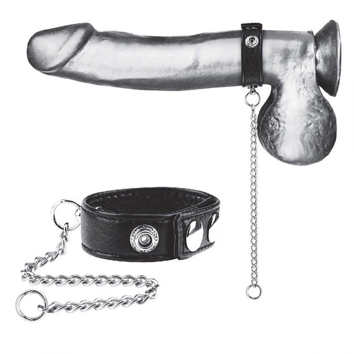 Утяжка на пенис с поводком Snap Cock Ring With 12  Leash, 32 см от ero-shop