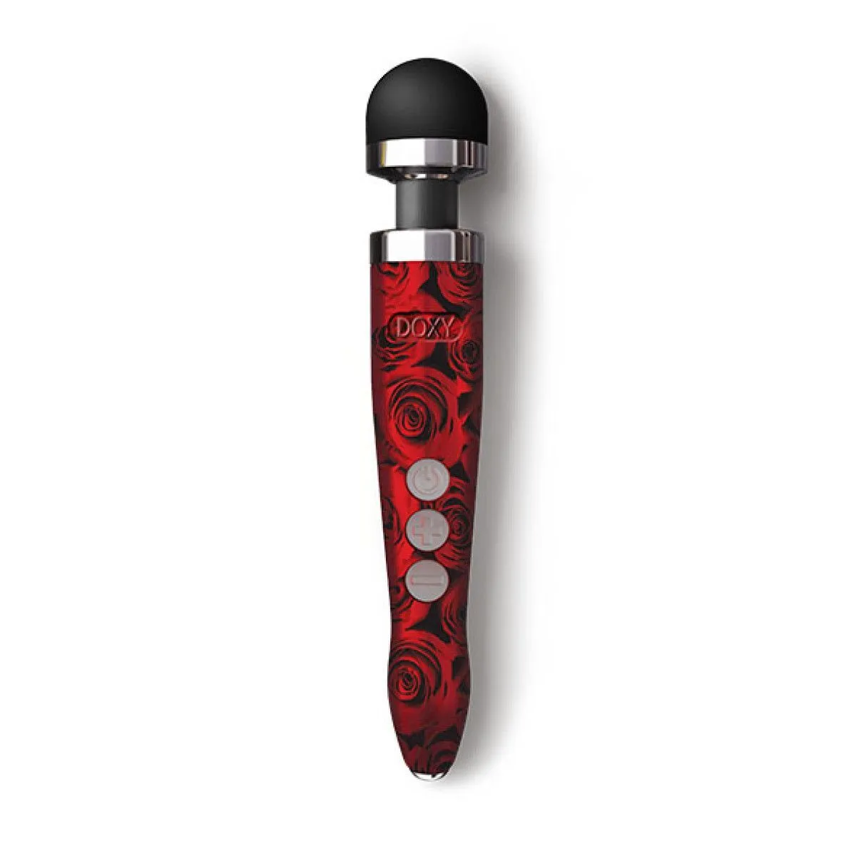 Doxy Die Cast 3R Rose Pattern - очень мощный безпроводной вибратор-микрофон в алюминиево-титановом корпусе, 28х4.5 см (красный)