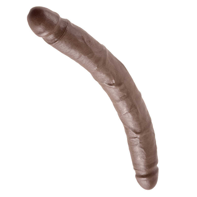 Реалистичный двусторонний фаллоимитатор PipeDream King Cock Slim Double, 31.4 см (коричневый) - фото 1