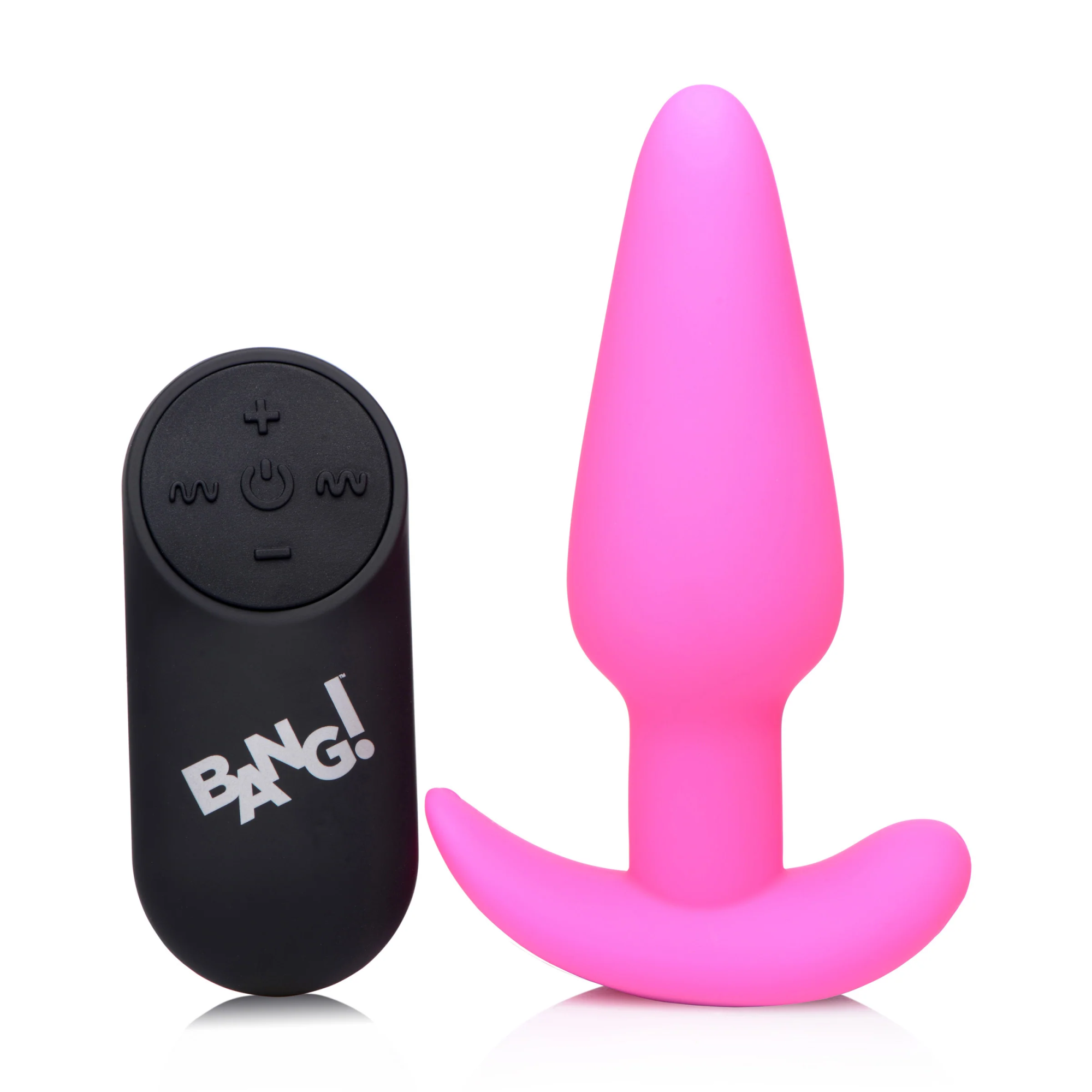 Bang! 21X Remote Control Vibrating Silicone Butt Plug - анальная пробка с пультом дистанционного управления, 10.4х3 см (розовый)