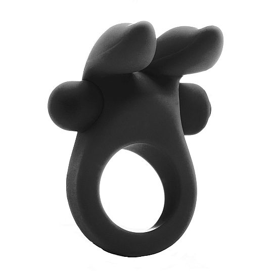 Кольцо с вибрацией и клиторальным стимулятором Bunny Cockring 3 см (чёрный) - фото 1