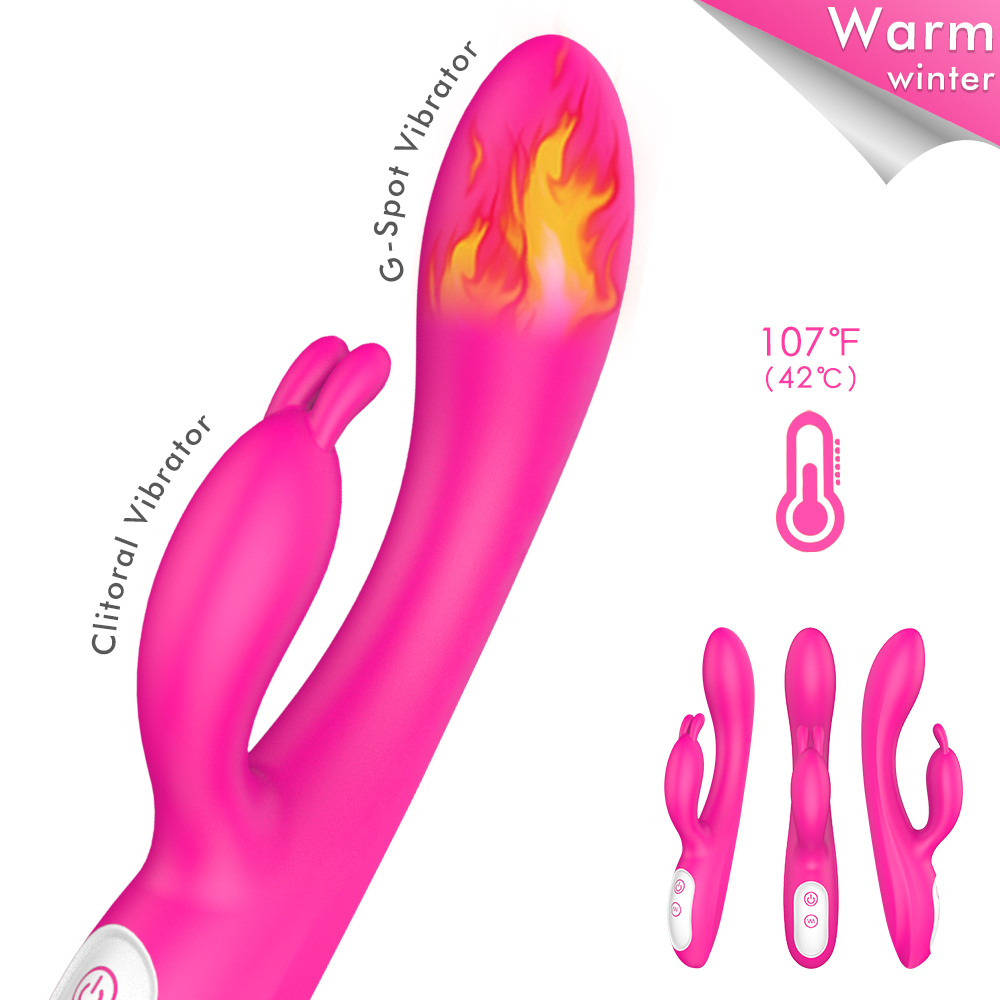S-HANDE - Вибратор-кролик «Naughty» с функцией нагрева, 9 режимов вибрации, 21х3.4 см (розовый)
