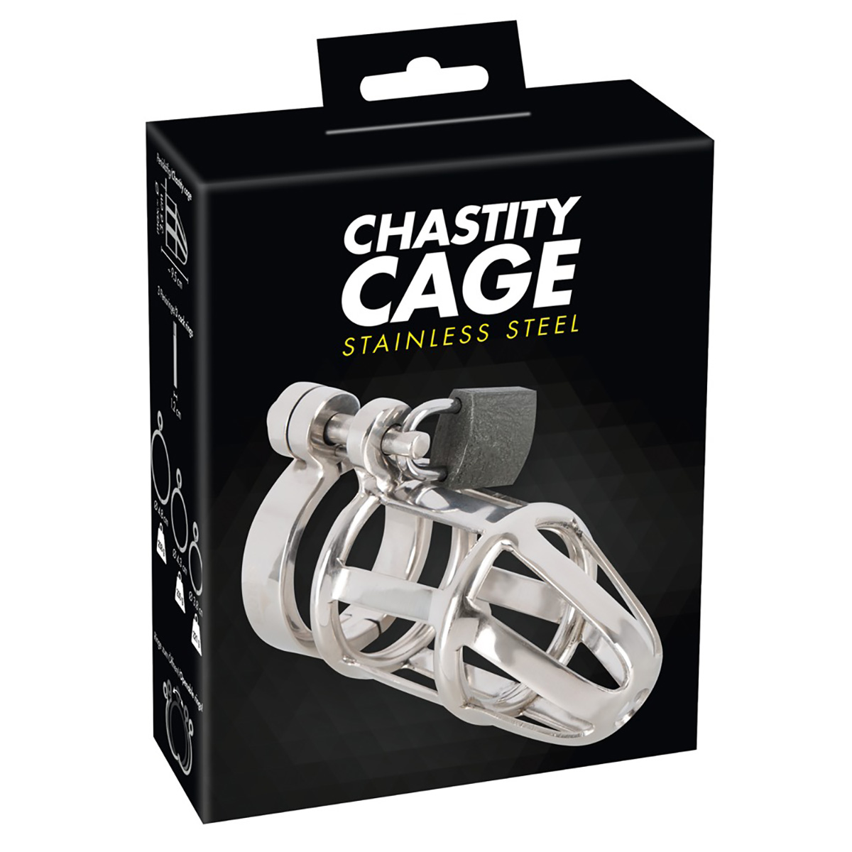 Chastity Cage - Мужской пояс верности, 9,5 см (серебристый)