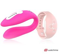 Wearwatch Dual Watchme вибратор для пар с пультом управления в виде часов, 9х2.5 см (розовый с розовым пультом)