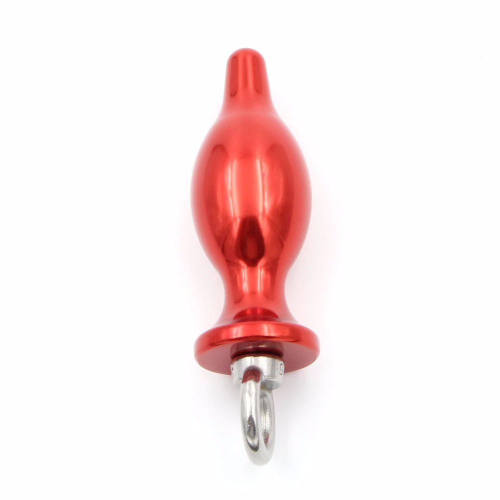 4sexdream красная металлическая анальная пробка с кольцом, 8.7х3.6 см (красный) - фото 1