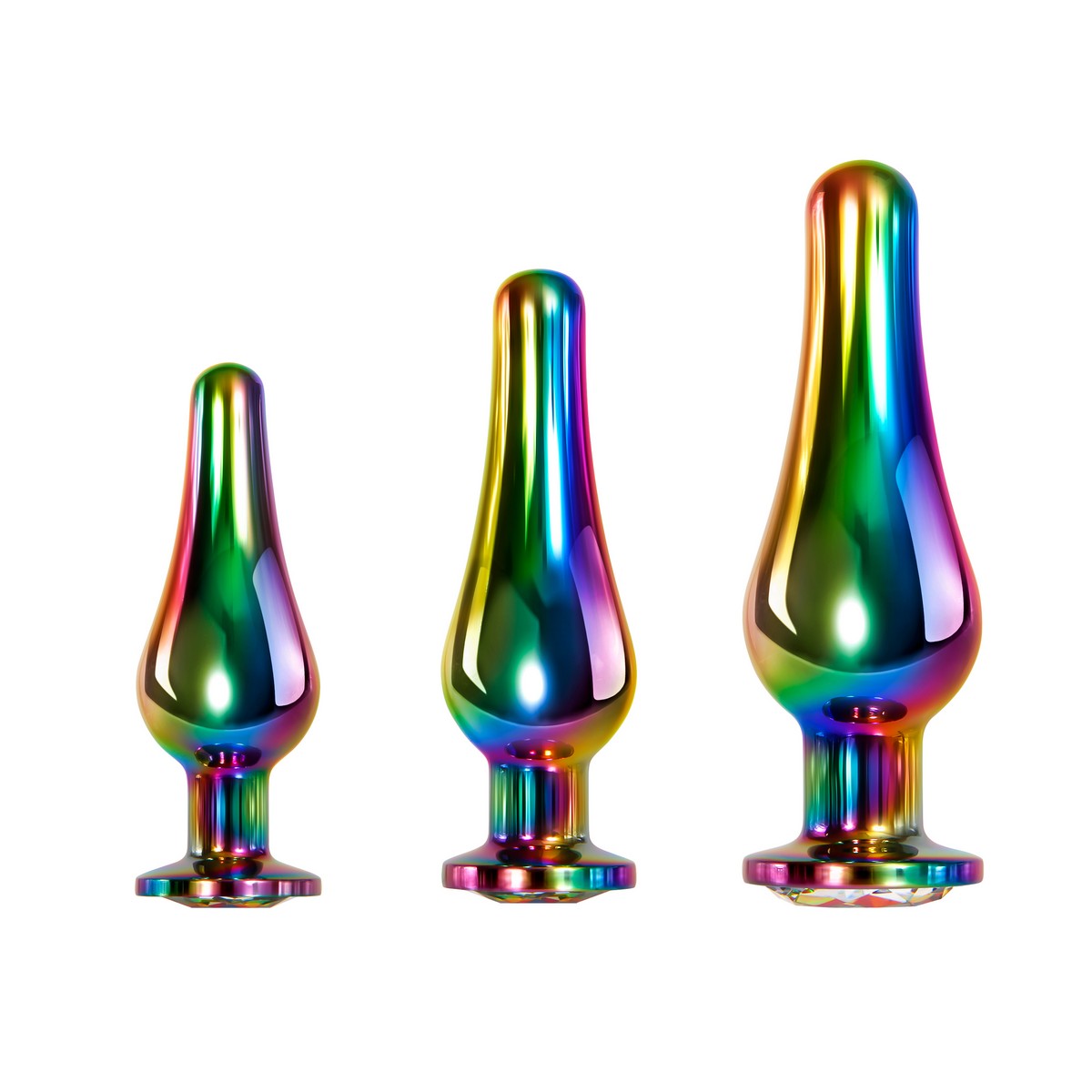 RAINBOW METAL PLUG SET - Набор радужных анальных пробок (разноцветный)