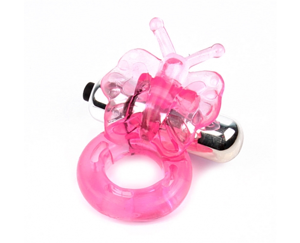 Эрекционное кольцо с вибрацией Butterfly Ring 3.5 см (розовый)