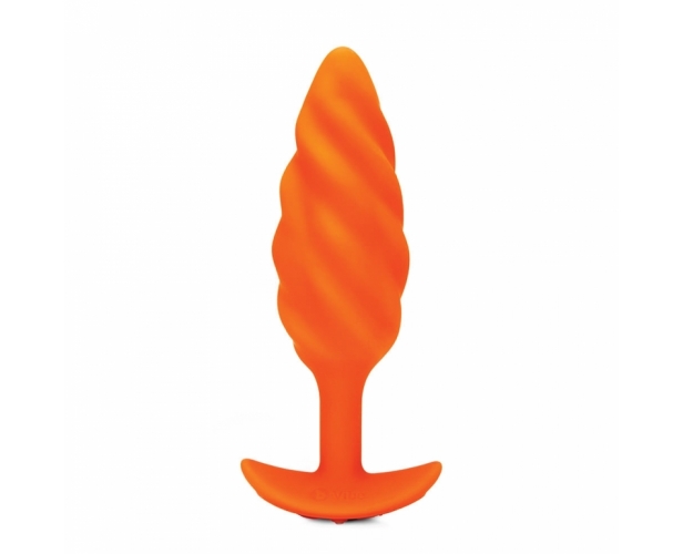 b-Vibe swirl texture plug спиральная анальная пробка с вибрацией, 11.2х3.5 см (оранжевый) от ero-shop