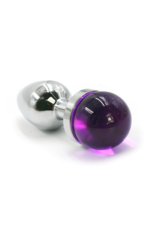 Серебряная анальная пробка с темно-фиолетовым кристаллом в форме капли (Small) - фото 1
