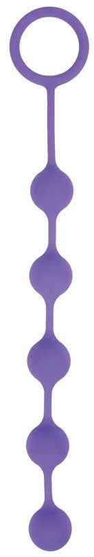 Цепочка анальная с  шариками и ограничительной ручкой, 25 см (фиолетовый)