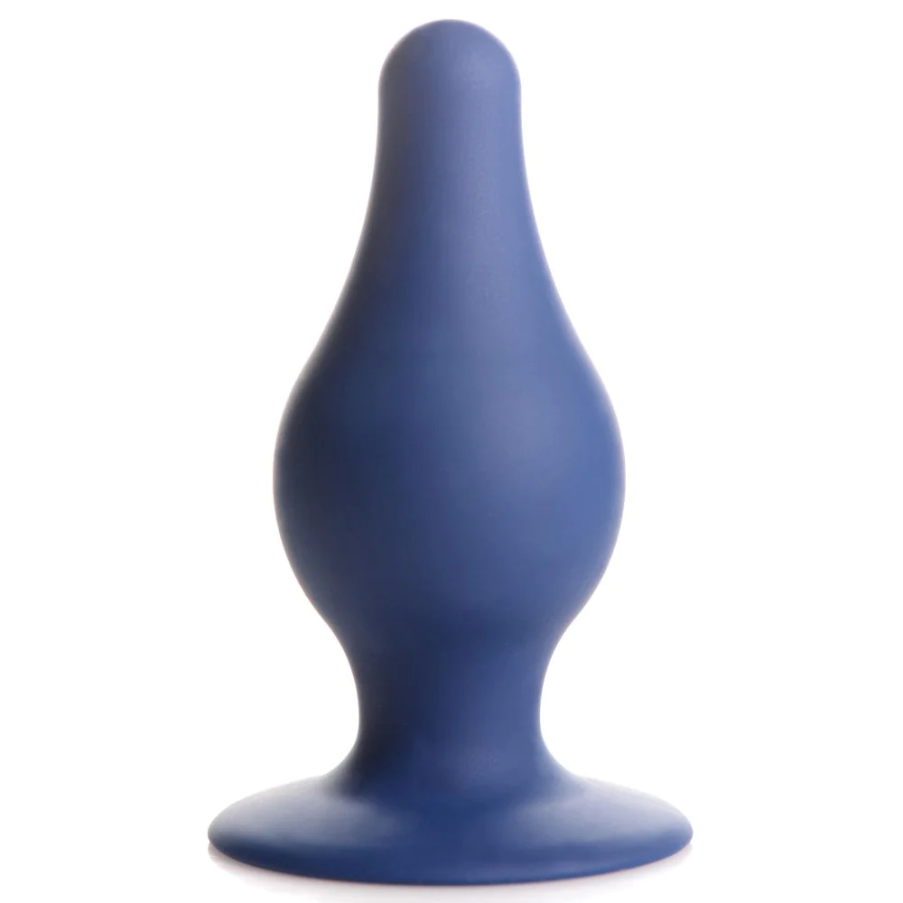 Squeeze-It Squeezable Tapered Large Anal Plug - мягкая гибкая анальная пробка, L 10.4х4.6 см (синий)