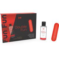 Double Fun - Лубрикант с ароматом клубники 50 мл в комплекте с вибростимулятором 8х2 см (красный) 