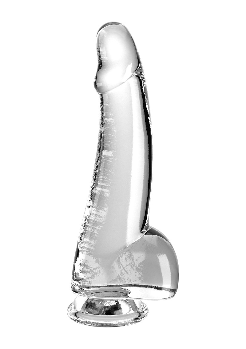 PipeDream King Cock Clear 7,5 - Фаллоимитатор с мошонкой на присоске, 19х4.5 см (прозрачный) - фото 1