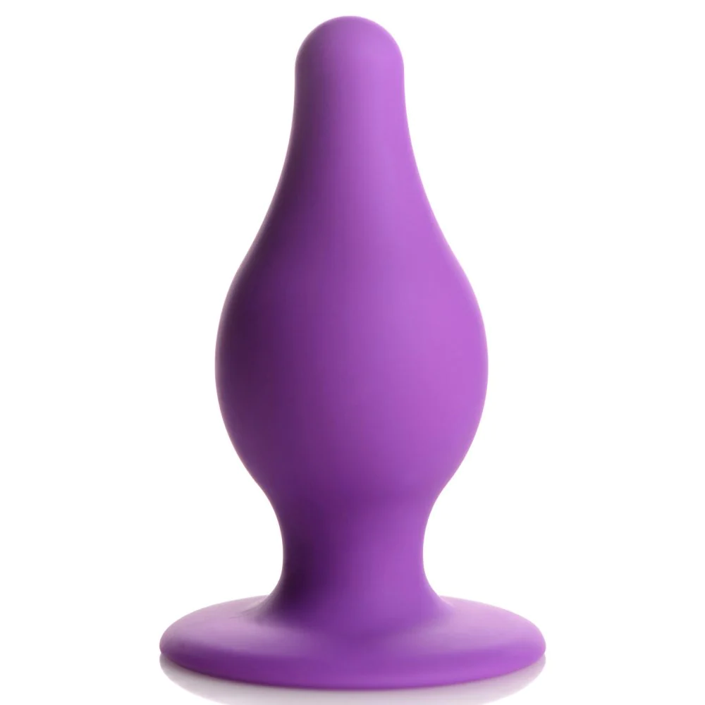 Squeeze-It Squeezable Tapered Medium Anal Plug - мягкая гибкая анальная пробка, M 9.4х4.1 см (фиолетовый)