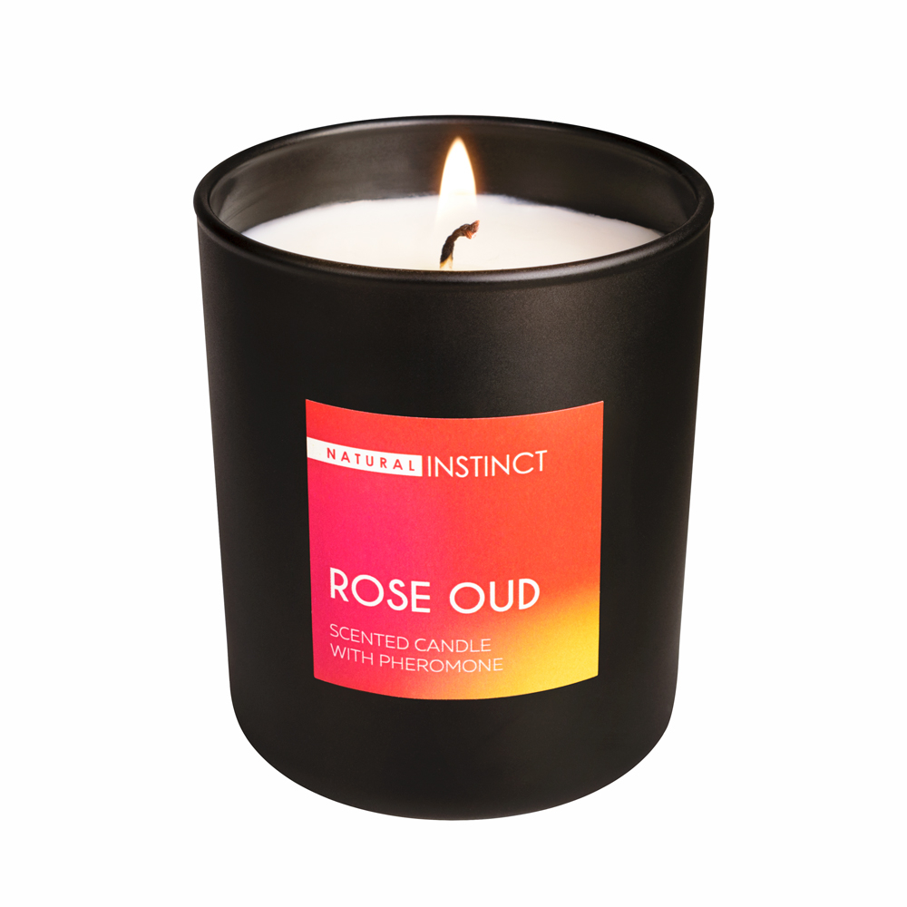 Natural Instinct Роза и Уд ароматическая свеча с феромонами, 180 мл