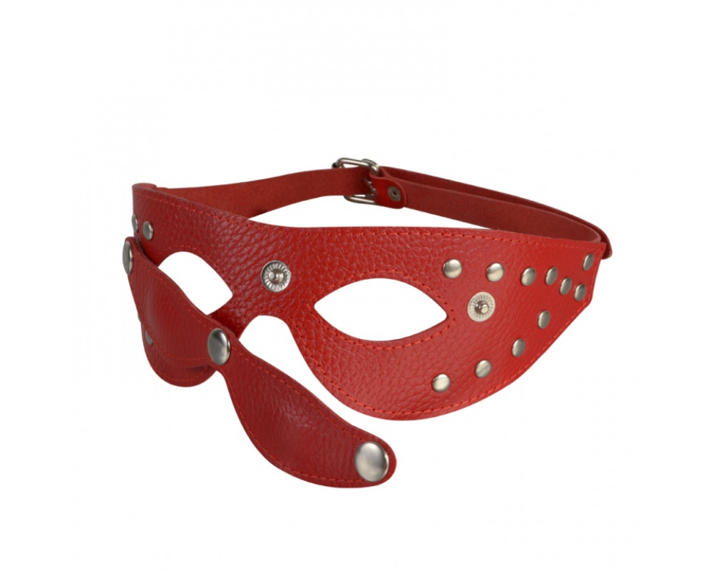 Кожаная БДСМ маска с отстегивающимися шорами (красный) от ero-shop