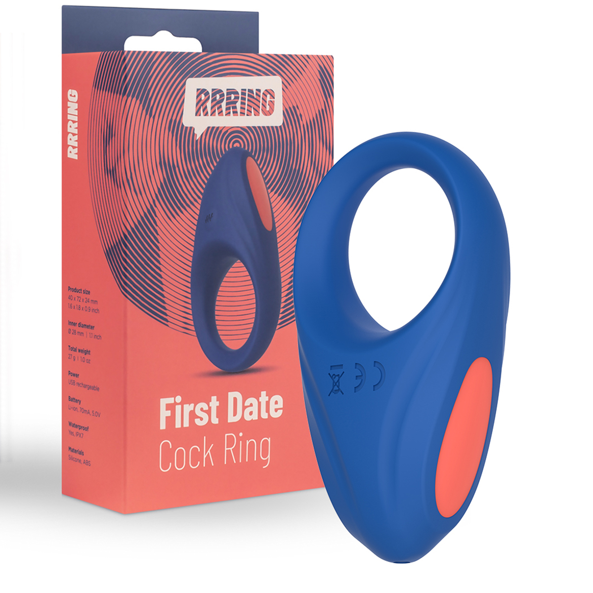 RRRING First Date Cock Ring - Кольцо эрекционное, 7,2 см (синий)