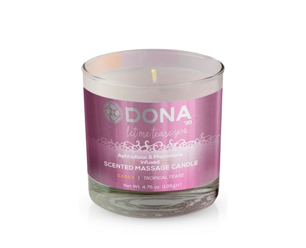 Ароматная свеча Dona Scented Massage Candle Sassy Aroma: Tropical Tease (мангостин, мандарин и жасмин), 135 г от ero-shop