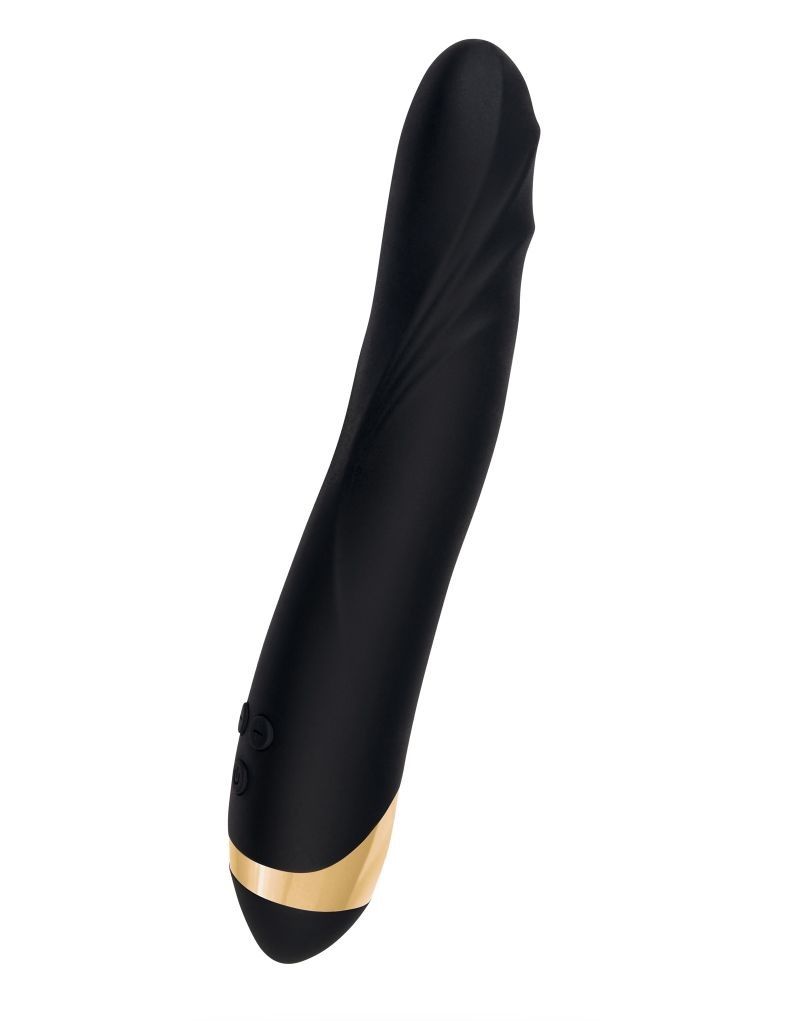 Чёрный вибратор WANAME Storm со стимулирующими рёбрами - 22,5х3.5 см. от ero-shop