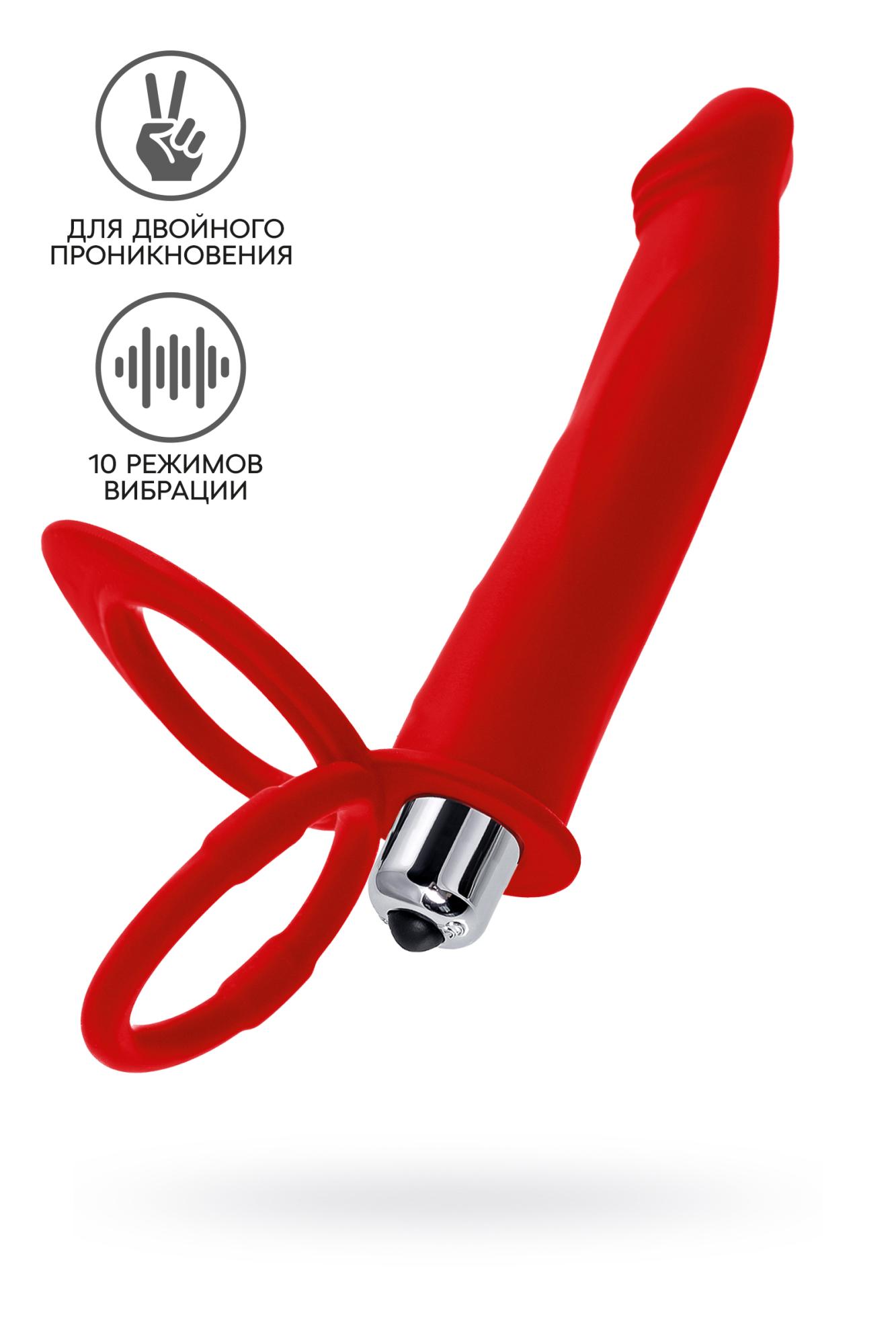 Black&Red by TOYFA - Насадка на пенис для двойного проникновения, 19 см (красный)