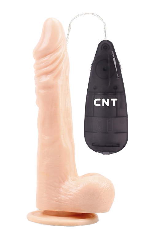 CNT 8.5'' Vibrating Beginner Dildo реалистичный фаллоимитатор с выносным пультом на проводе, 21.5х4 см (телесный)