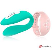 Wearwatch Dual Watchme вибратор для пар с пультом управления в виде часов, 9х2.5 см (зеленый с розовым пультом)
