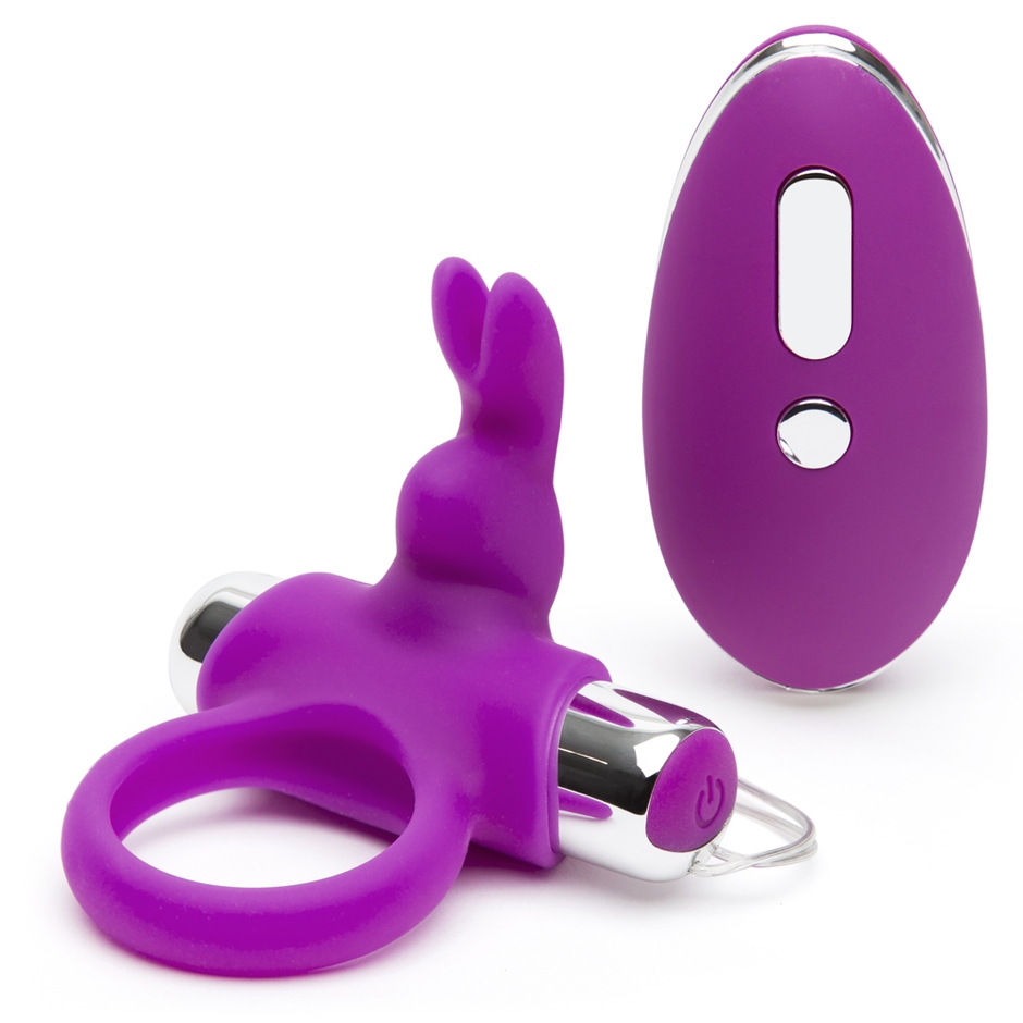 Happy Rabbit - Виброкольцо с пультом, 9 см (фиолетовый)