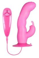 NMC Bunny Icy - Вибратор с клиторальным стимулятором на присоске, 18х4 см (розовый)
