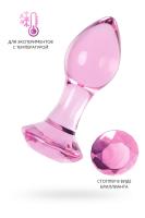 Sexus Glass - Стеклянная анальная втулка, 8.5х3.2 см (розовая)