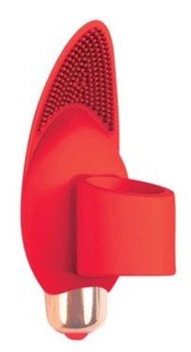 Оригинальный силиконовый вибратор-насадка на палец, 8 см - Sweet Toys (красный) от ero-shop