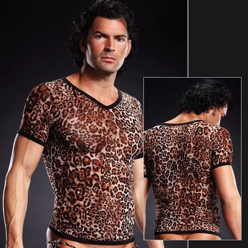 Мужская сетчатая футболка леопардовая от ero-shop
