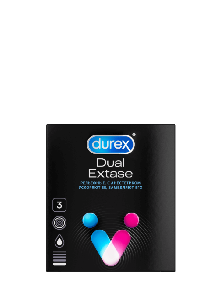 Рельефные презервативы с анестетиком Durex Dual Extase (3 шт) от ero-shop