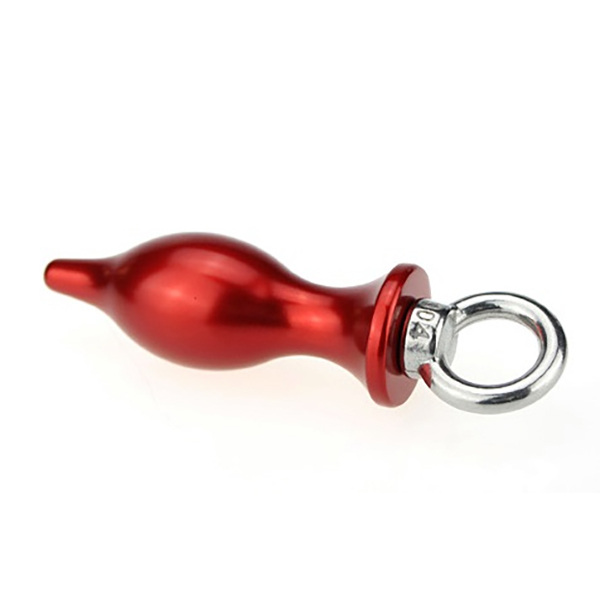 4sexdream красная металлическая анальная пробка с кольцом, 7х2.6 см (красный) - фото 1
