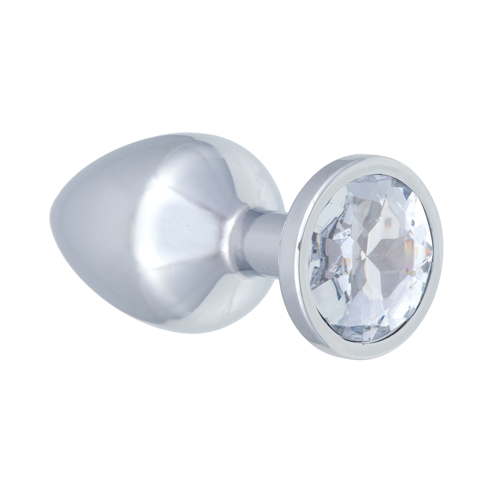 Diamond Clear Sparkle Large - Анальная пробка, 7 см (серебристый) - фото 1