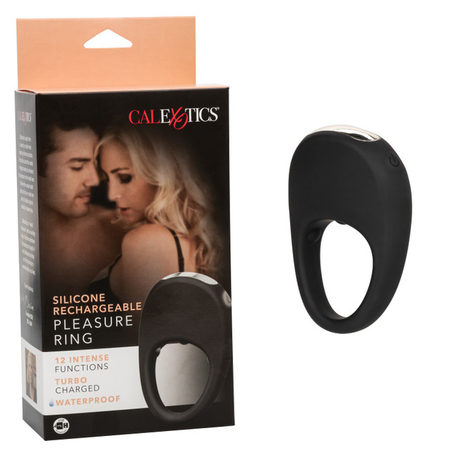 Silicone Rechargeable Pleasure Ring - Перезаряжаемое эрекционное виброкольцо, 8,25 см (черный)