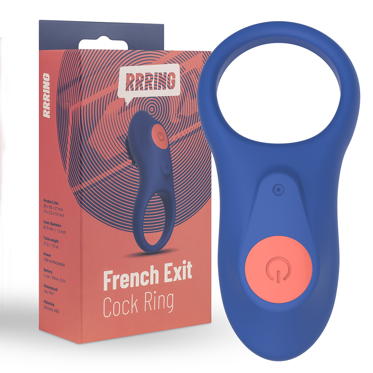 RRRING French Exit Cock Ring - Кольцо эрекционное, 8,3 см (синий)