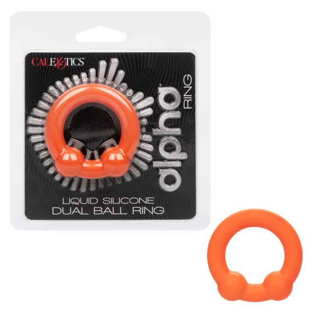 Alpha Liquid Silicone Dual Ball Ri - Эрекционное кольцо из жидкого силикона со стимулирующими шариками (оранжевый)