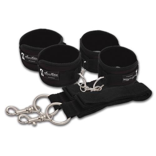 Lux Fetish - Две черные пары наручников с креплением под матрас