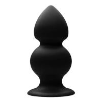 Силиконовая анальная пробка с двумя шариками, 14 см - Tom of Finland (чёрный)