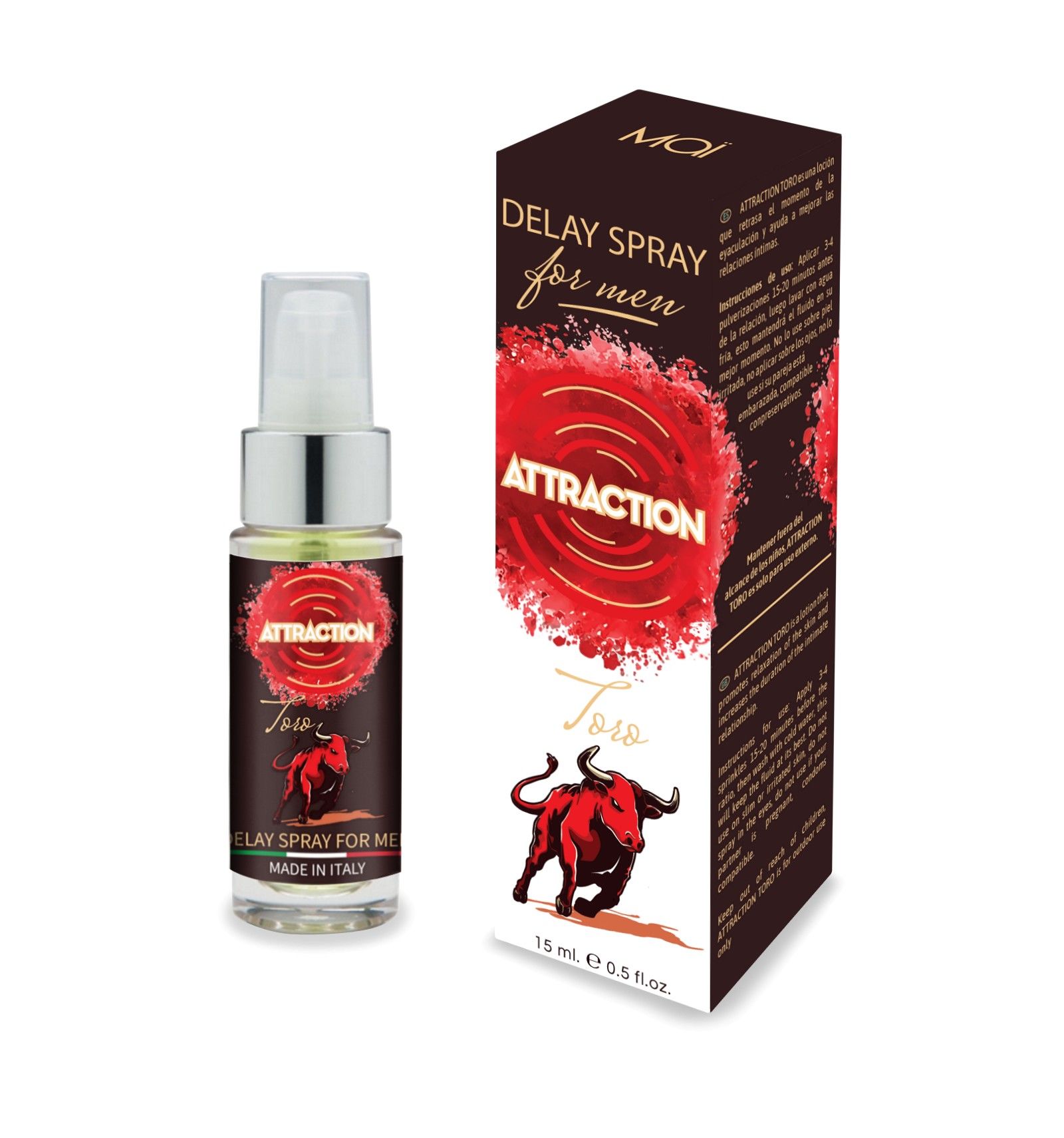 Delay Spray for Men Attraction Toro - Средство для интимной гигиены, 30 мл